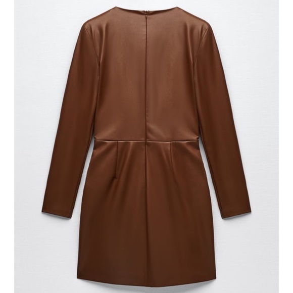 NWT ZARA WRAP LOOK FAUX LEATHER DRESS XS BLOGGER FAVE - Picture 3 of 8